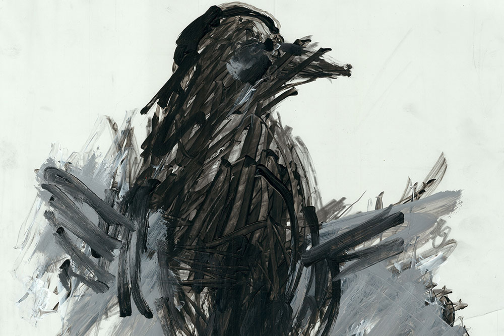 Blackbirds in Cedar Limbs